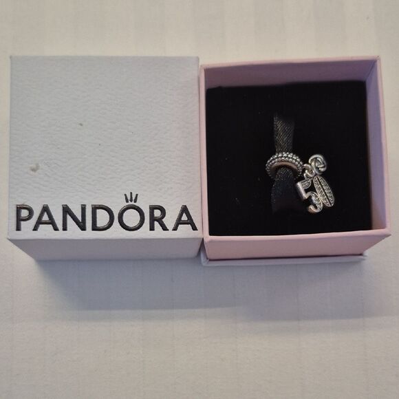 Pandora 50th Celebration Silver Charm with Clear Accents - Picture 8 of 16